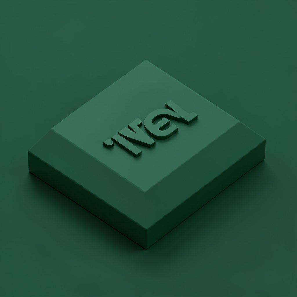 Isometric 3D render of an Intel processor chip in deep blue and silver on a light surface